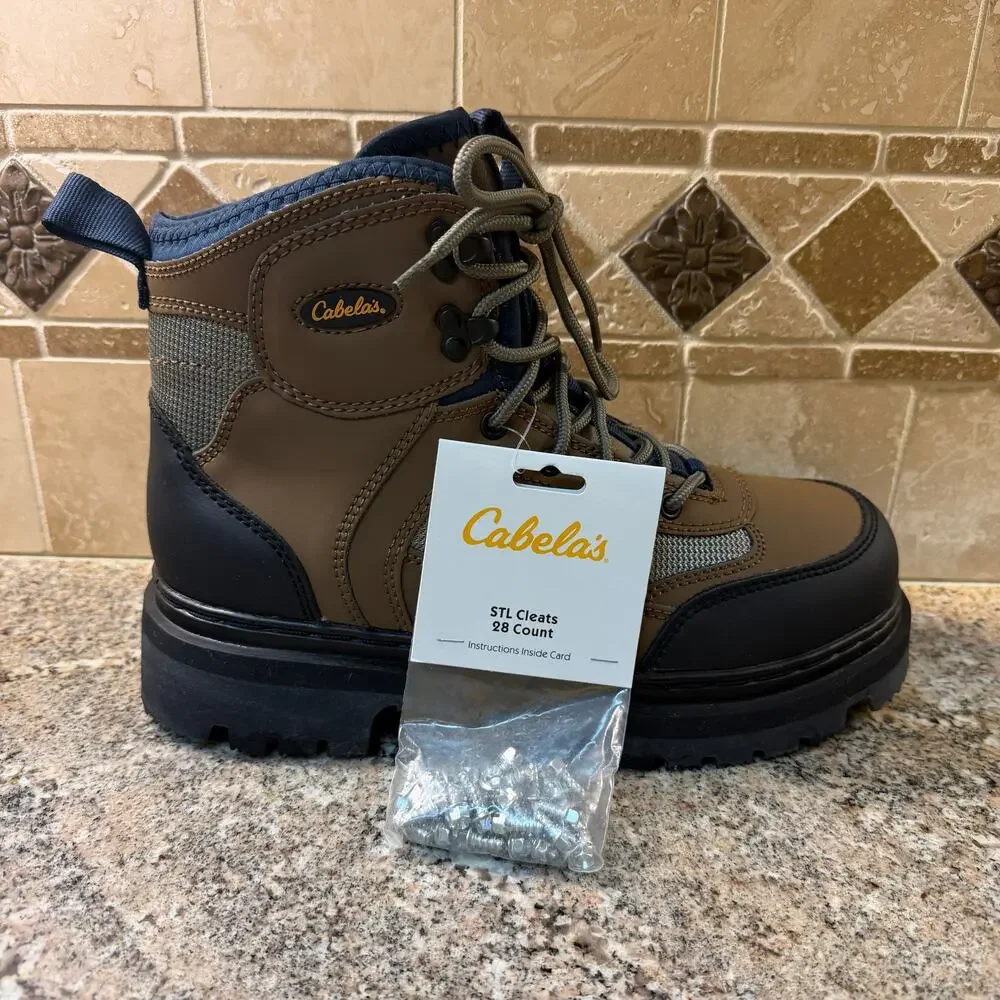 Cabela's‎ Ultralight Lug Sole Mens 9 Boots Brown Lace Up Wading Boots 832467 NWT
